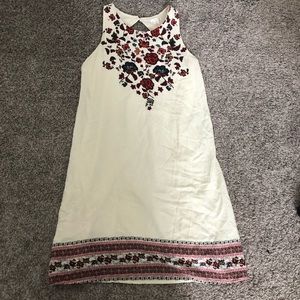 high neck white floral dress
